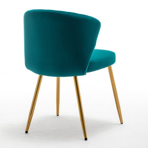 English Elm Modern Channel Tufted Velvet Slipper Chair with Gold Legs for Bedroom or Entryway Teal Blue B2735P511270