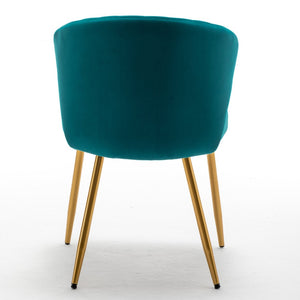 English Elm Modern Channel Tufted Velvet Slipper Chair with Gold Legs for Bedroom or Entryway Teal Blue B2735P511270