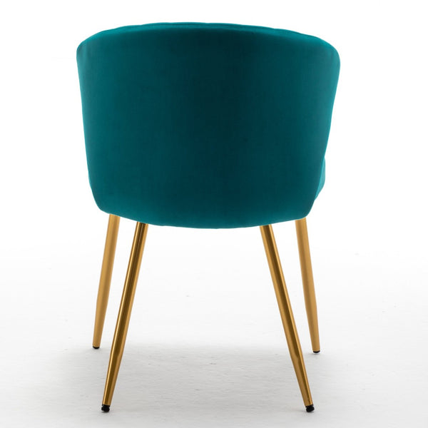 English Elm Modern Channel Tufted Velvet Slipper Chair with Gold Legs for Bedroom or Entryway Teal Blue B2735P511270