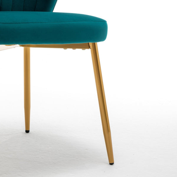 English Elm Modern Channel Tufted Velvet Slipper Chair with Gold Legs for Bedroom or Entryway Teal Blue B2735P511270