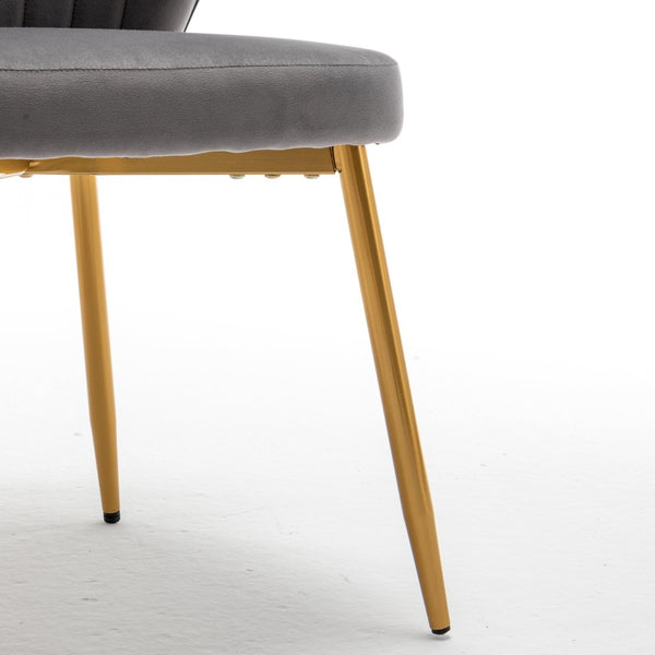 English Elm Modern Channel Tufted Velvet Slipper Chair with Gold Legs for Bedroom or Entryway Grey B2735P511271