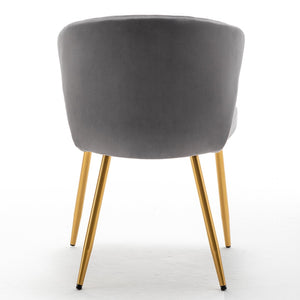 English Elm Modern Channel Tufted Velvet Slipper Chair with Gold Legs for Bedroom or Entryway Grey B2735P511271