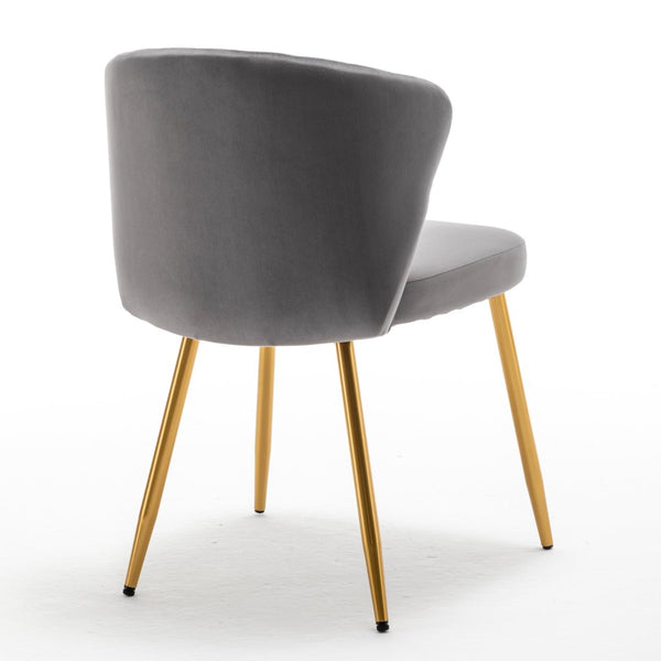English Elm Modern Channel Tufted Velvet Slipper Chair with Gold Legs for Bedroom or Entryway Grey B2735P511271