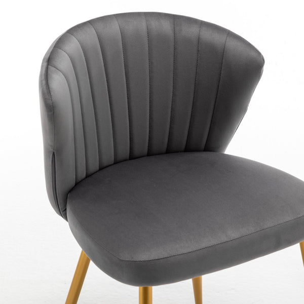 English Elm Modern Channel Tufted Velvet Slipper Chair with Gold Legs for Bedroom or Entryway Grey B2735P511271