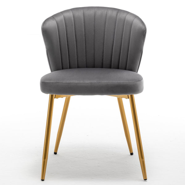 English Elm Modern Channel Tufted Velvet Slipper Chair with Gold Legs for Bedroom or Entryway Grey B2735P511271