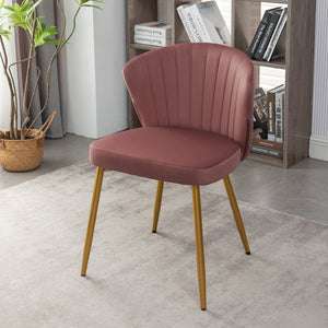 English Elm Modern Channel Tufted Velvet Slipper Chair with Gold Legs for Bedroom or Entryway Rose B2735P511273