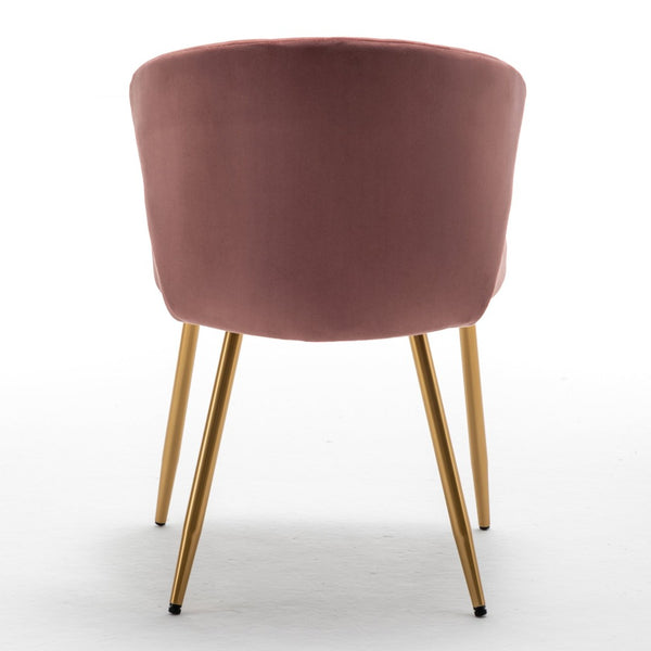 English Elm Modern Channel Tufted Velvet Slipper Chair with Gold Legs for Bedroom or Entryway Rose B2735P511273