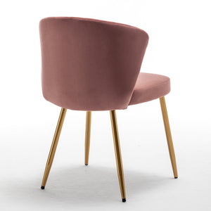 English Elm Modern Channel Tufted Velvet Slipper Chair with Gold Legs for Bedroom or Entryway Rose B2735P511273