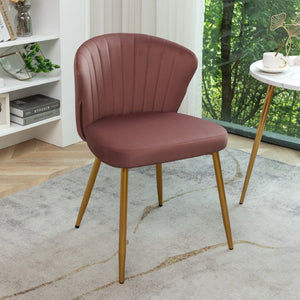 English Elm Modern Channel Tufted Velvet Slipper Chair with Gold Legs for Bedroom or Entryway Rose B2735P511273