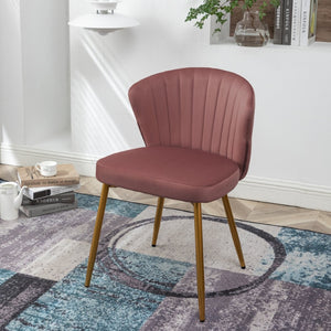 English Elm Modern Channel Tufted Velvet Slipper Chair with Gold Legs for Bedroom or Entryway Rose B2735P511273