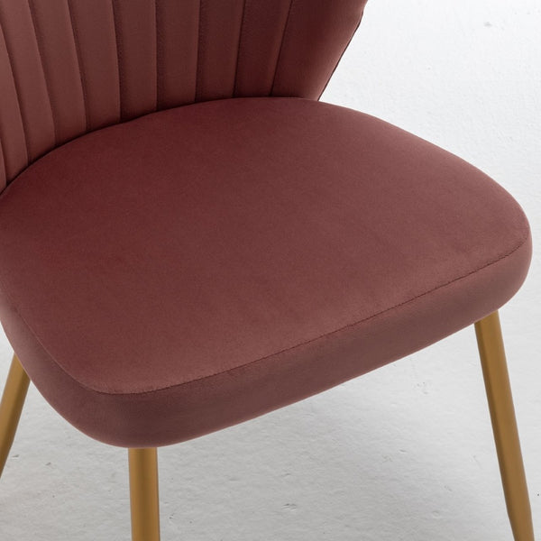 English Elm Modern Channel Tufted Velvet Slipper Chair with Gold Legs for Bedroom or Entryway Rose B2735P511273