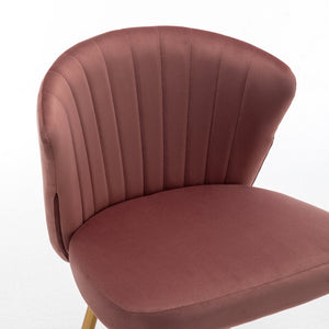 English Elm Modern Channel Tufted Velvet Slipper Chair with Gold Legs for Bedroom or Entryway Rose B2735P511273