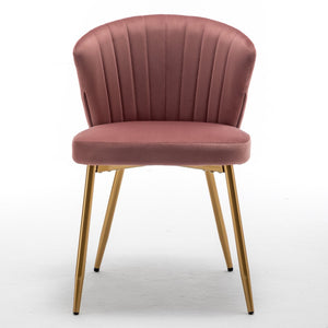 English Elm Modern Channel Tufted Velvet Slipper Chair with Gold Legs for Bedroom or Entryway Rose B2735P511273