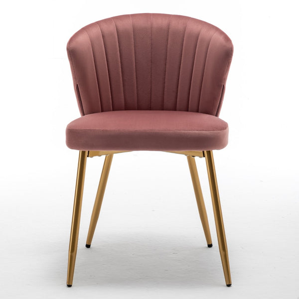 English Elm Modern Channel Tufted Velvet Slipper Chair with Gold Legs for Bedroom or Entryway Rose B2735P511273