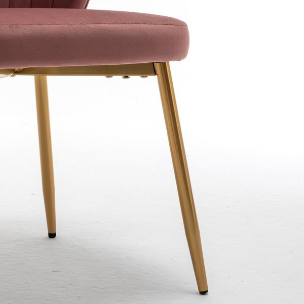 English Elm Modern Channel Tufted Velvet Slipper Chair with Gold Legs for Bedroom or Entryway Rose B2735P511273