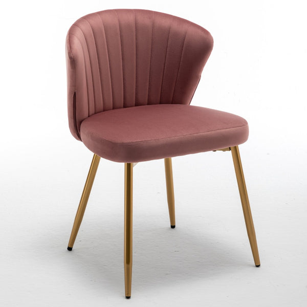English Elm Modern Channel Tufted Velvet Slipper Chair with Gold Legs for Bedroom or Entryway Rose B2735P511273
