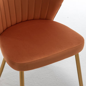 English Elm Modern Channel Tufted Velvet Slipper Chair with Gold Legs for Bedroom or Entryway Orange B2735P511274