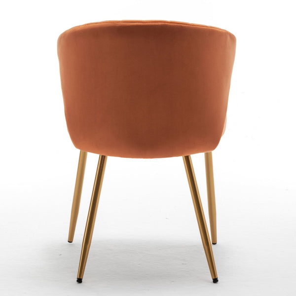 English Elm Modern Channel Tufted Velvet Slipper Chair with Gold Legs for Bedroom or Entryway Orange B2735P511274