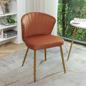 English Elm Modern Channel Tufted Velvet Slipper Chair with Gold Legs for Bedroom or Entryway Orange B2735P511274