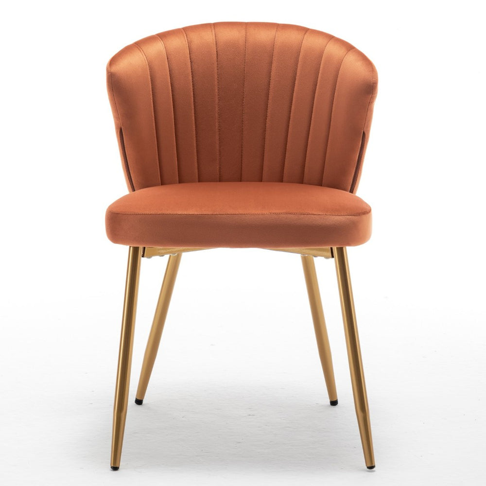 English Elm Modern Channel Tufted Velvet Slipper Chair with Gold Legs for Bedroom or Entryway Orange B2735P511274
