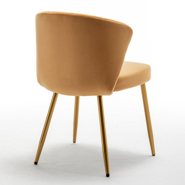 English Elm Modern Channel Tufted Velvet Slipper Chair with Gold Legs for Bedroom or Entryway Brick Yellow B2735P511275