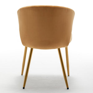 English Elm Modern Channel Tufted Velvet Slipper Chair with Gold Legs for Bedroom or Entryway Brick Yellow B2735P511275