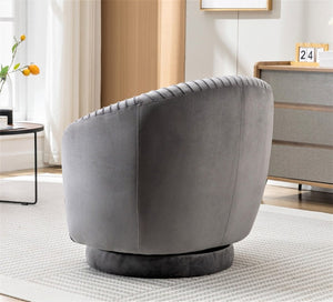 English Elm Velvet Pleated Barrel Swivel Accent Chair with Thick Cushioning for Living Room B2735P512908