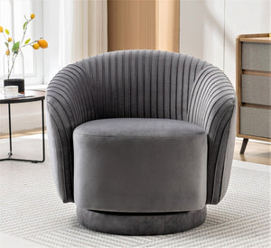 English Elm Velvet Pleated Barrel Swivel Accent Chair with Thick Cushioning for Living Room B2735P512908
