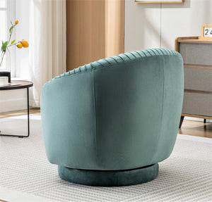 English Elm Velvet Pleated Barrel Swivel Accent Chair Thick Cushioned Seat for Living Room Bedroom Mint Green B2735P512912