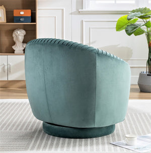 English Elm Velvet Pleated Barrel Swivel Accent Chair Thick Cushioned Seat for Living Room Bedroom Mint Green B2735P512912