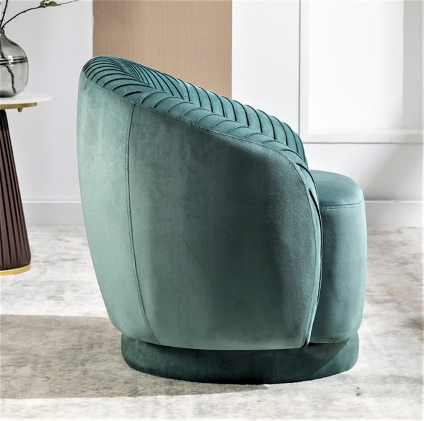 English Elm Velvet Pleated Barrel Swivel Accent Chair Thick Cushioned Seat for Living Room Bedroom Mint Green B2735P512912