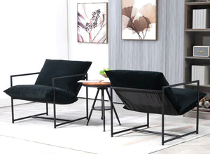English Elm Sleek Velvet Accent Chair with Shredded Foam Cushion for Living Room or Office Black B2735P512942