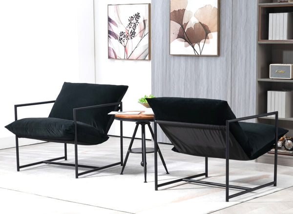 English Elm Sleek Velvet Accent Chair with Shredded Foam Cushion for Living Room or Office Black B2735P512942
