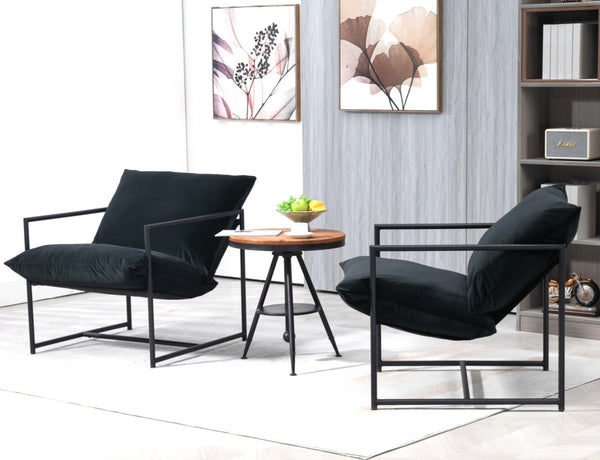 English Elm Sleek Velvet Accent Chair with Shredded Foam Cushion for Living Room or Office Black B2735P512942