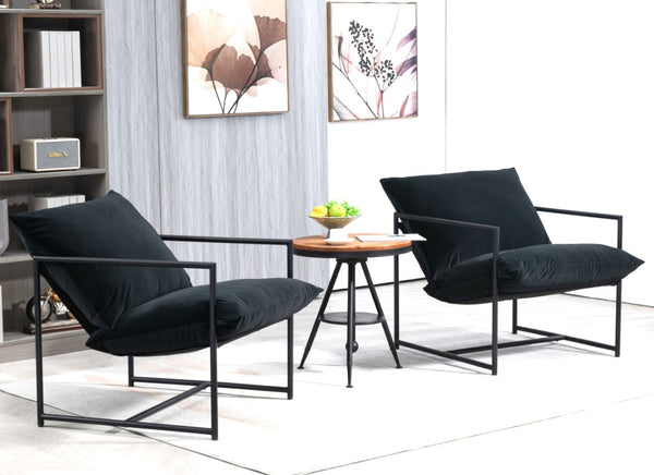 English Elm Sleek Velvet Accent Chair with Shredded Foam Cushion for Living Room or Office Black B2735P512942