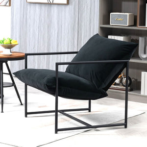 English Elm Sleek Velvet Accent Chair with Shredded Foam Cushion for Living Room or Office Black B2735P512942