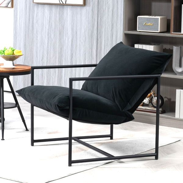 English Elm Sleek Velvet Accent Chair with Shredded Foam Cushion for Living Room or Office Black B2735P512942