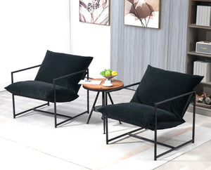 English Elm Sleek Velvet Accent Chair with Shredded Foam Cushion for Living Room or Office Black B2735P512942