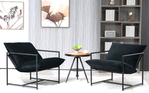 English Elm Sleek Velvet Accent Chair with Shredded Foam Cushion for Living Room or Office Black B2735P512942
