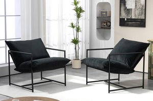 English Elm Sleek Velvet Accent Chair with Shredded Foam Cushion for Living Room or Office Black B2735P512942