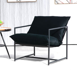English Elm Sleek Velvet Accent Chair with Shredded Foam Cushion for Living Room or Office Black B2735P512942