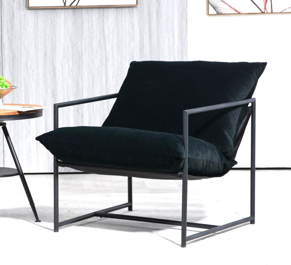English Elm Sleek Velvet Accent Chair with Shredded Foam Cushion for Living Room or Office Black B2735P512942