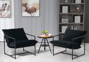 English Elm Sleek Velvet Accent Chair with Shredded Foam Cushion for Living Room or Office Black B2735P512942