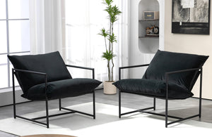 English Elm Sleek Velvet Accent Chair with Shredded Foam Cushion for Living Room or Office Black B2735P512942