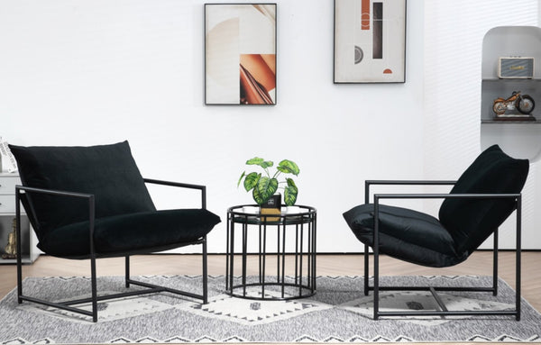 English Elm Sleek Velvet Accent Chair with Shredded Foam Cushion for Living Room or Office Black B2735P512942