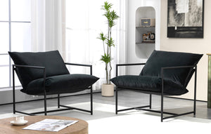 English Elm Sleek Velvet Accent Chair with Shredded Foam Cushion for Living Room or Office Black B2735P512942
