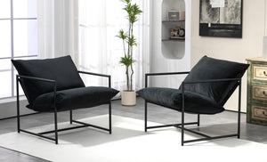 English Elm Sleek Velvet Accent Chair with Shredded Foam Cushion for Living Room or Office Black B2735P512942