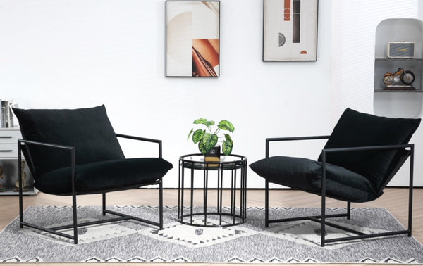 English Elm Sleek Velvet Accent Chair with Shredded Foam Cushion for Living Room or Office Black B2735P512942