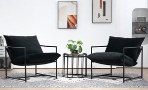 English Elm Sleek Velvet Accent Chair with Shredded Foam Cushion for Living Room or Office Black B2735P512942