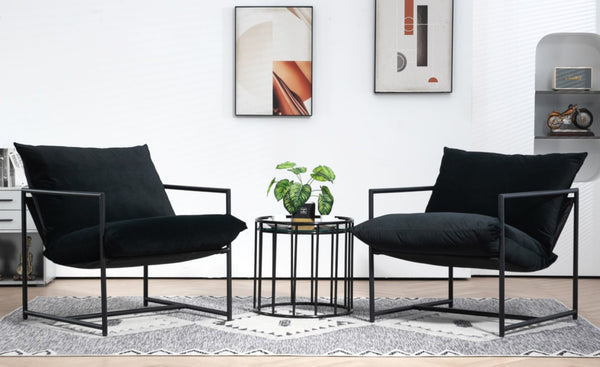 English Elm Sleek Velvet Accent Chair with Shredded Foam Cushion for Living Room or Office Black B2735P512942